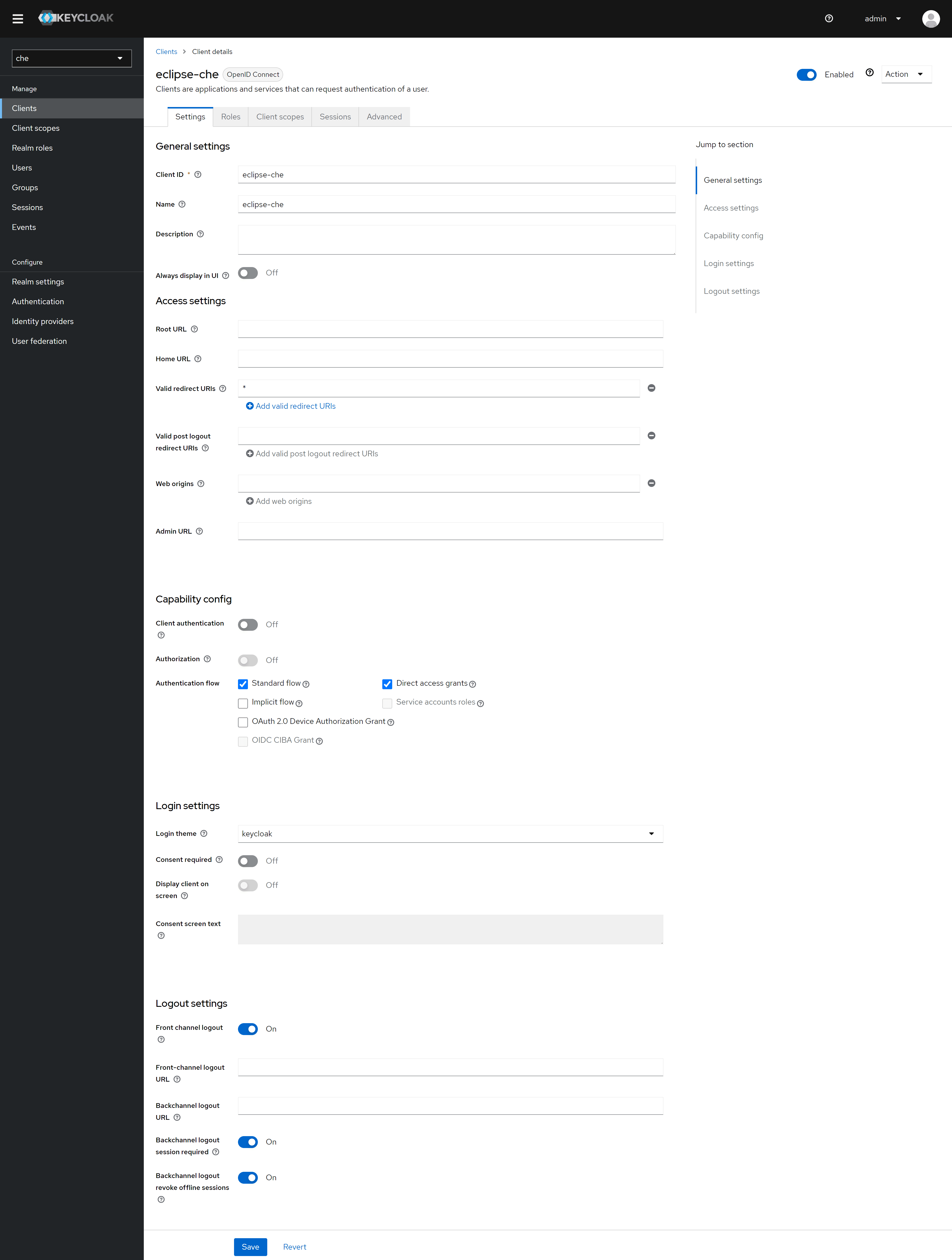 Keycloak client configuration